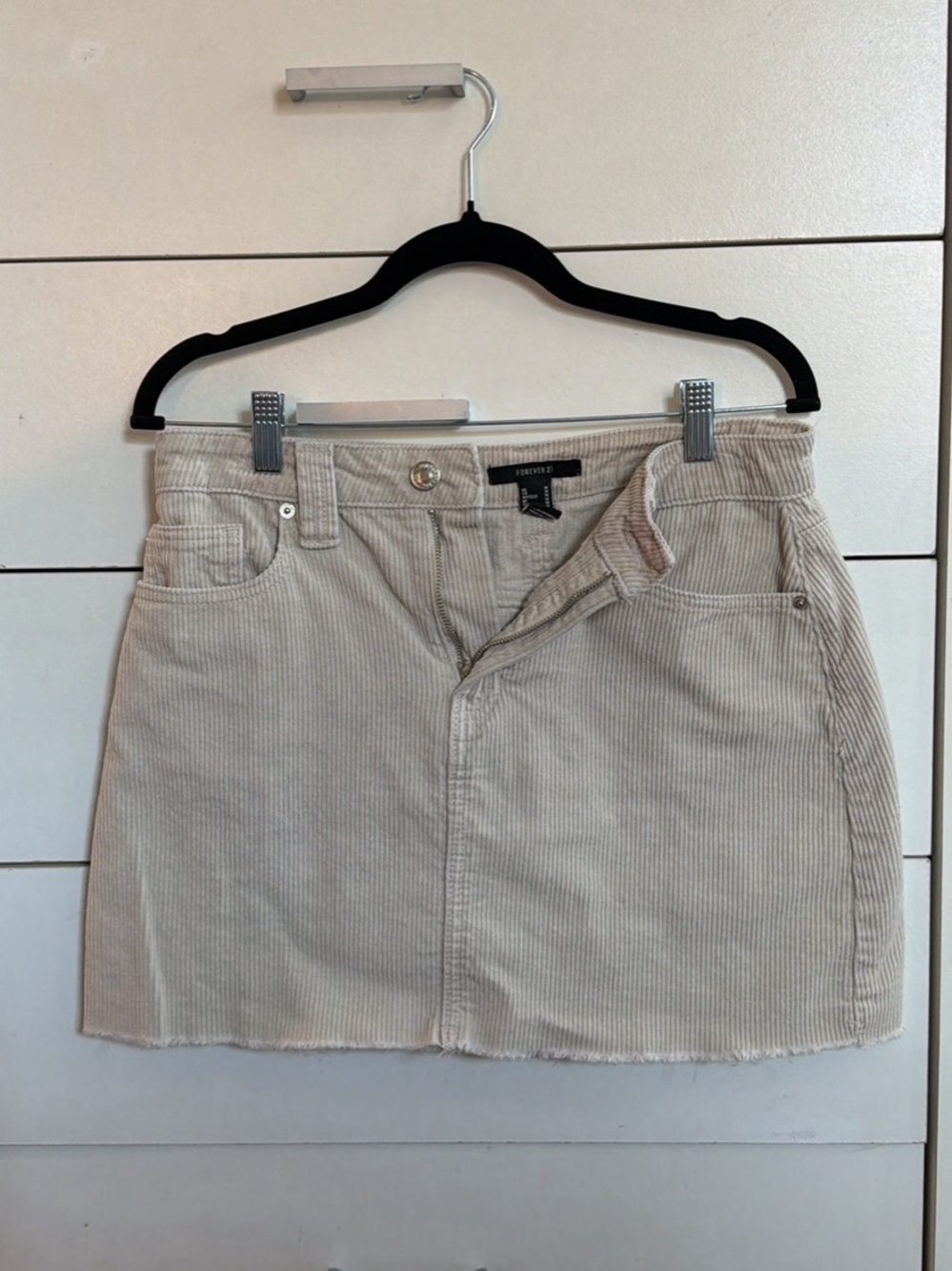 Forever 21 Cream Corduroy Mini Skirt